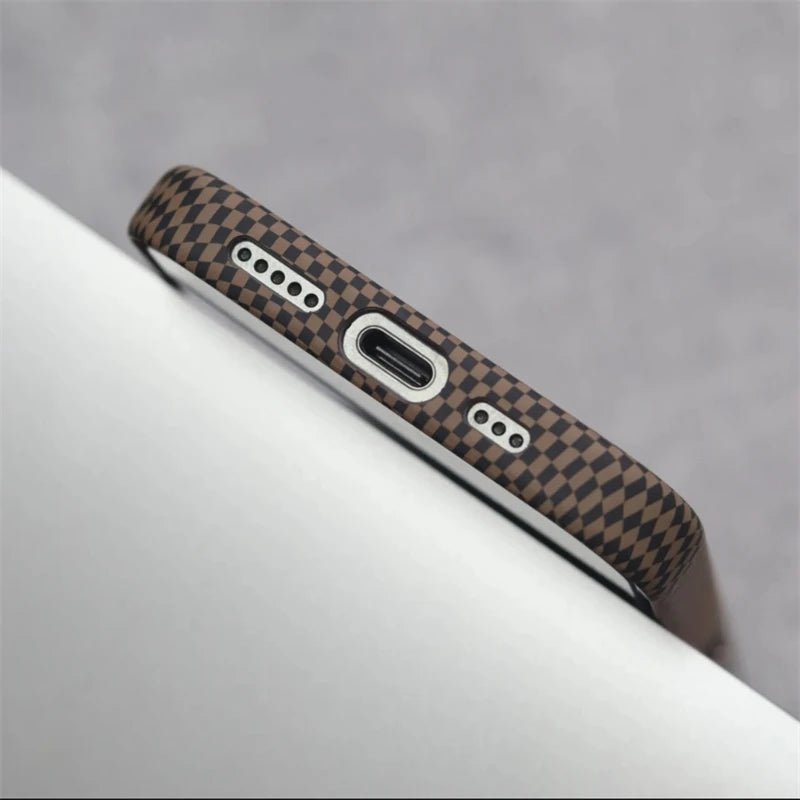 Luxury Carbon Fiber MagSafe iPhone Case – Shockproof, Matte, Wireless Charging