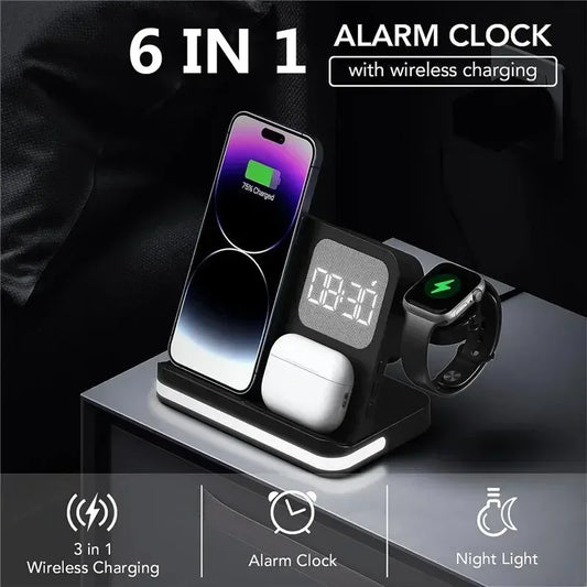6-in-1 Fast Wireless Charger for iPhone, Watch & AirPods – Charging Stand