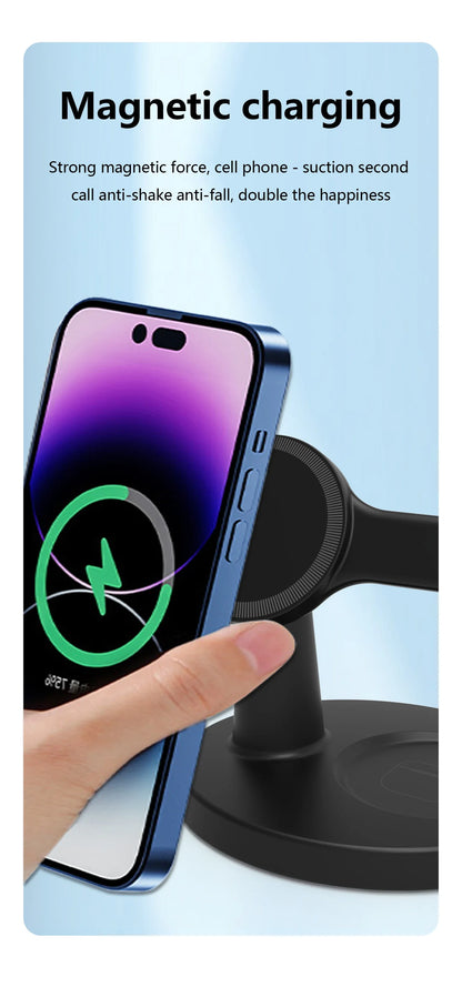 "3-in-1 Magnetic Wireless Charger for Magsafe iPhone, Apple Watch & AirPods – Fast Charging Station