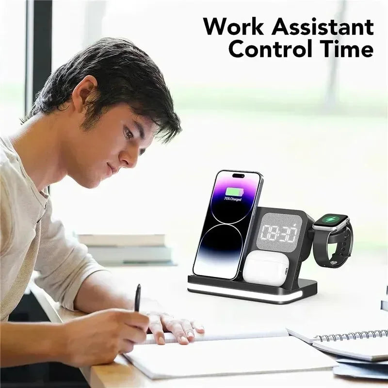 6-in-1 Fast Wireless Charger for iPhone, Watch & AirPods – Charging Stand