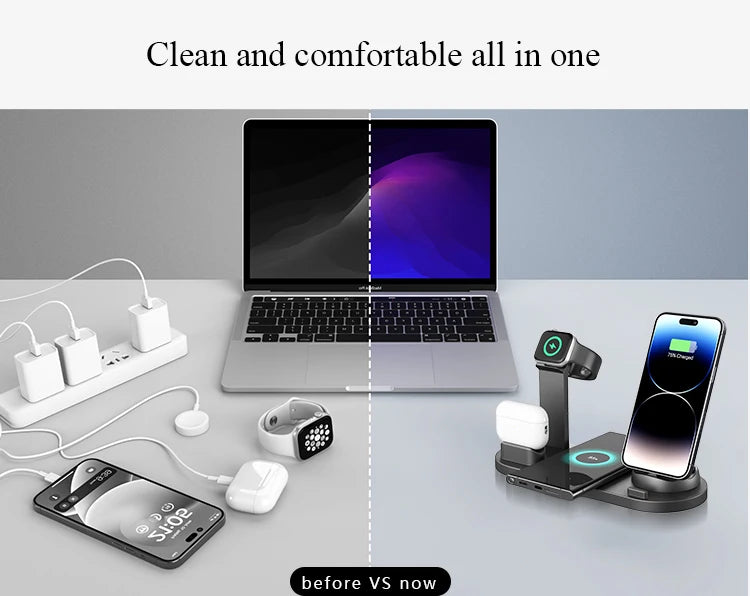 30W 7-in-1 Wireless Charging Stand for iPhone, Apple Watch, AirPods Pro