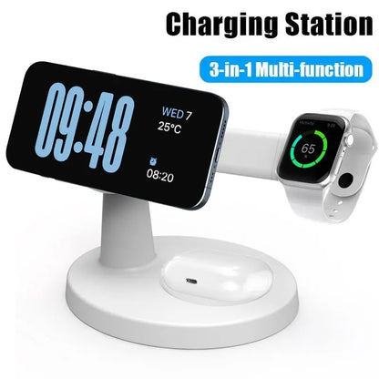 "3-in-1 Magnetic Wireless Charger for Magsafe iPhone, Apple Watch & AirPods – Fast Charging Station