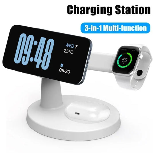 "3-in-1 Magnetic Wireless Charger for Magsafe iPhone, Apple Watch & AirPods – Fast Charging Station