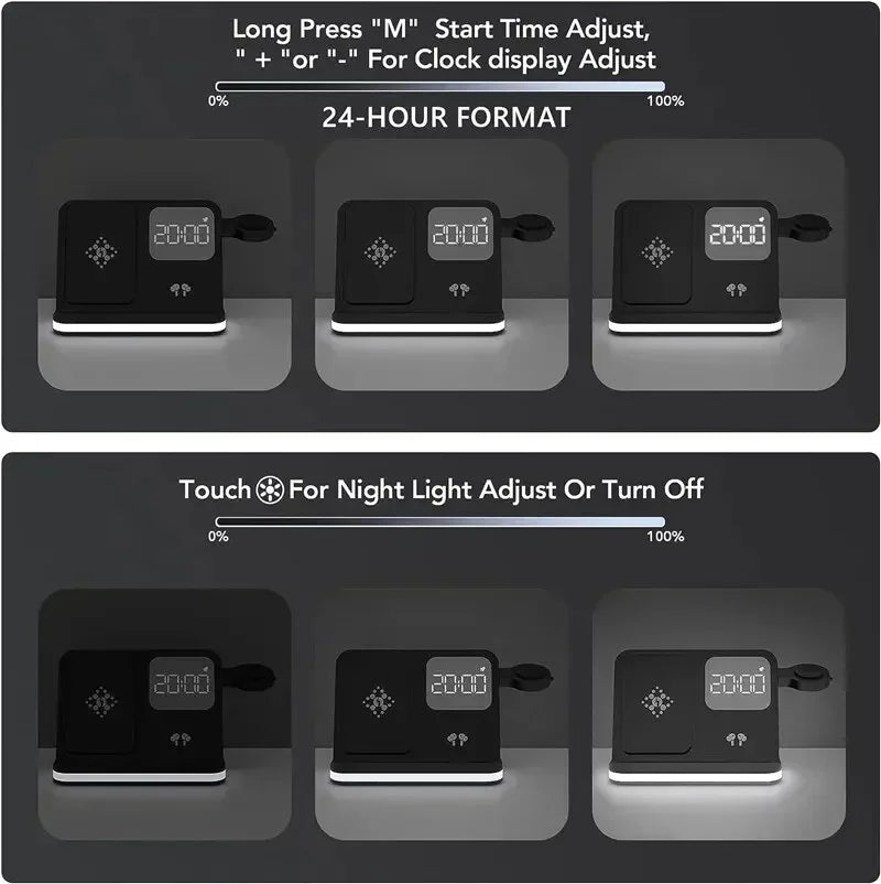 6-in-1 Fast Wireless Charger for iPhone, Watch & AirPods – Charging Stand