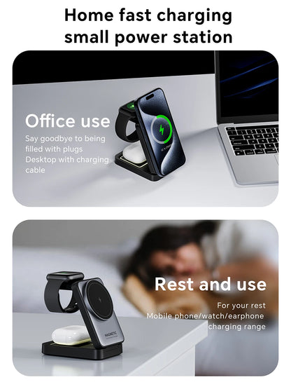 3-in-1 Magnetic Wireless Charger with Nightlight – MagSafe Compatible