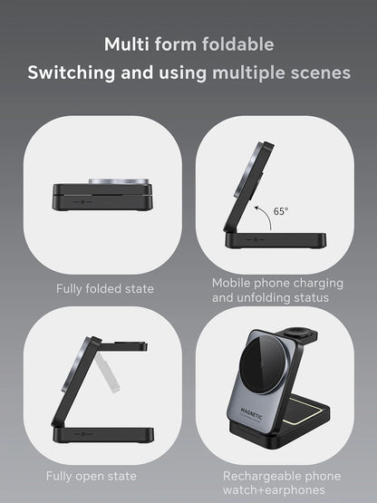 3-in-1 Magnetic Wireless Charger with Nightlight – MagSafe Compatible