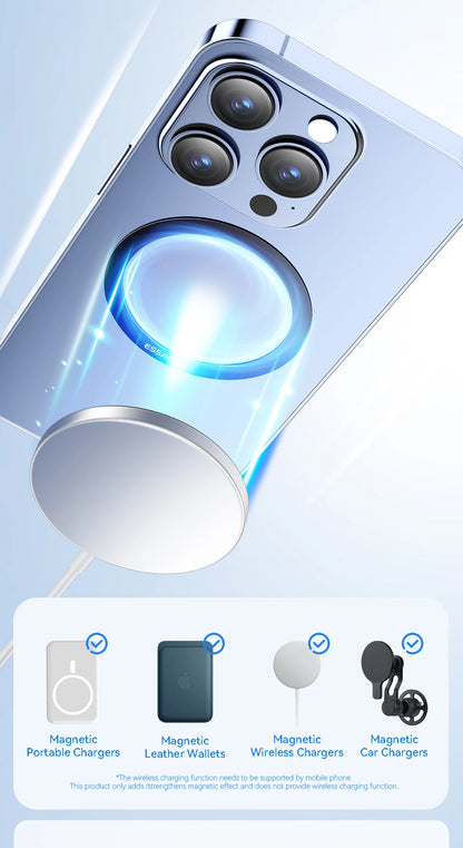 2PCS Magnetic Metal Rings for MagSafe – iPhone & Android Wireless Charger Plate