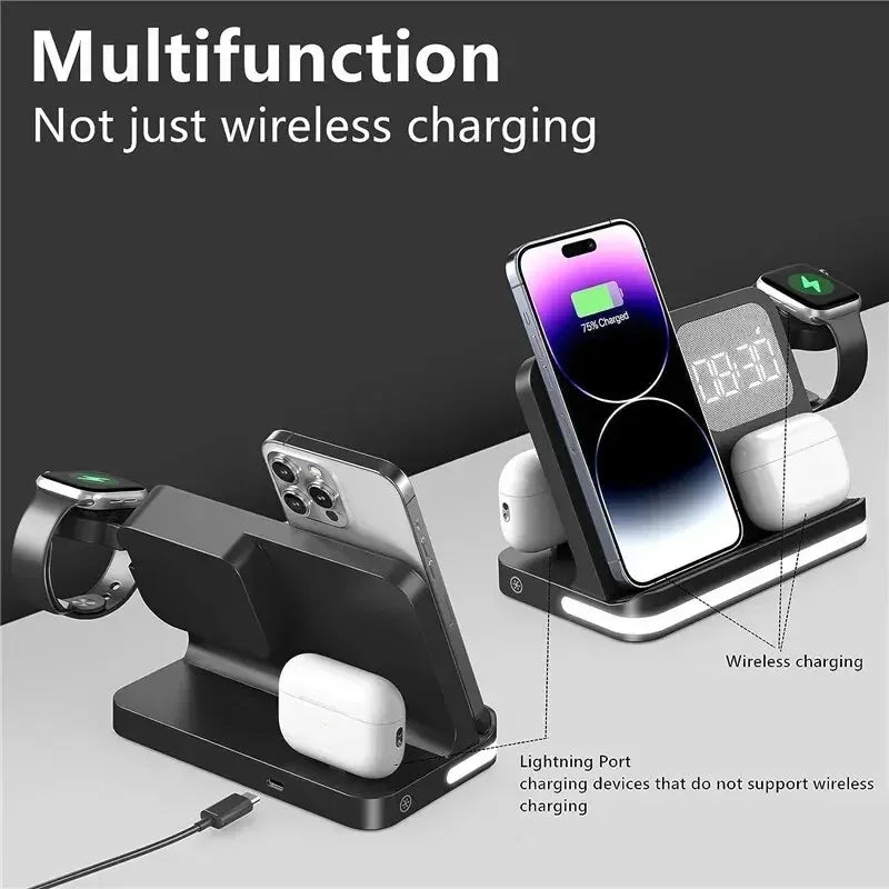 6-in-1 Fast Wireless Charger for iPhone, Watch & AirPods – Charging Stand