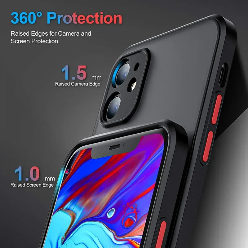 Shockproof Armor Bumper Case – Silicone Hard Cover for iPhone X–15 Series