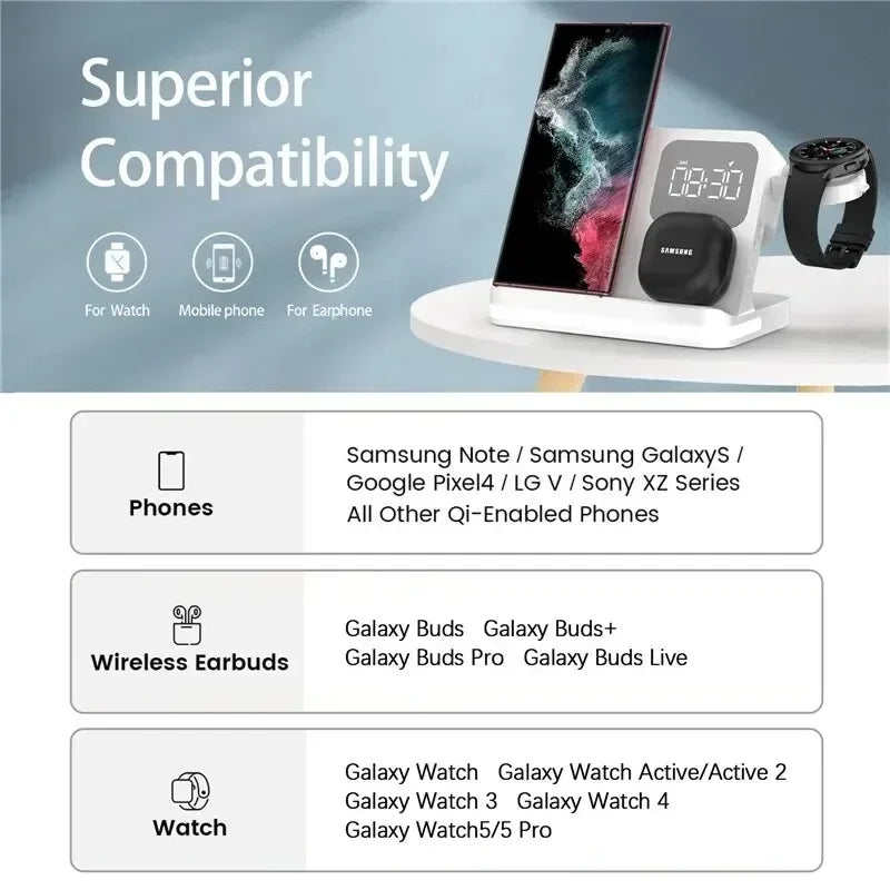 6-in-1 Fast Wireless Charger for iPhone, Watch & AirPods – Charging Stand