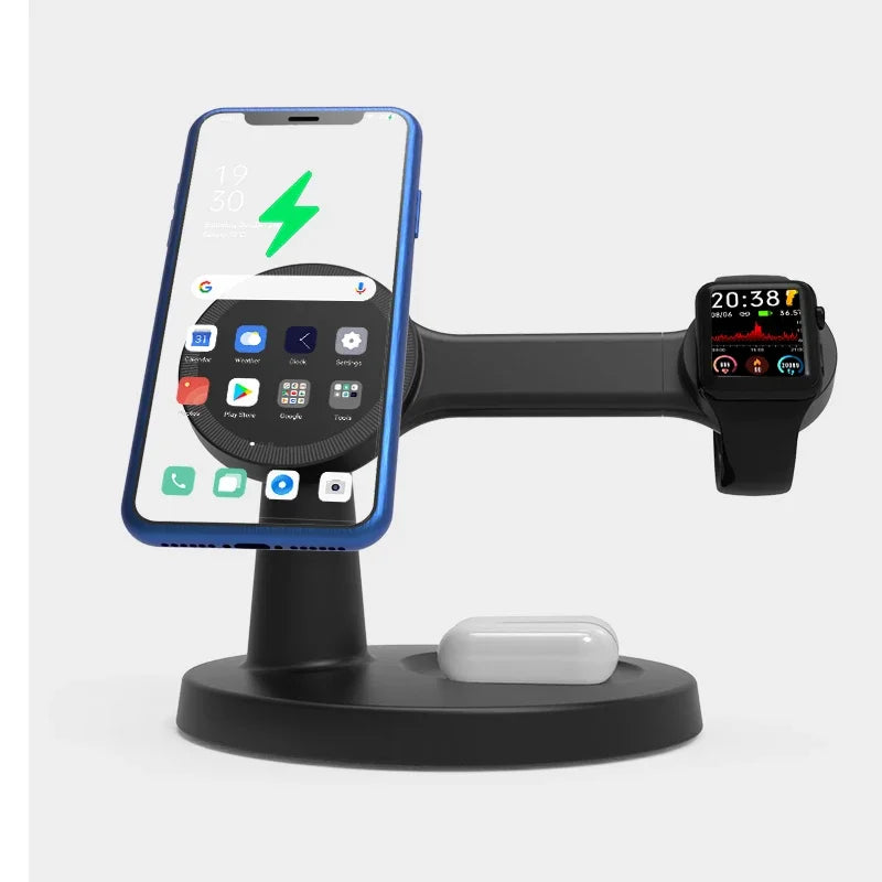 "3-in-1 Magnetic Wireless Charger for Magsafe iPhone, Apple Watch & AirPods – Fast Charging Station