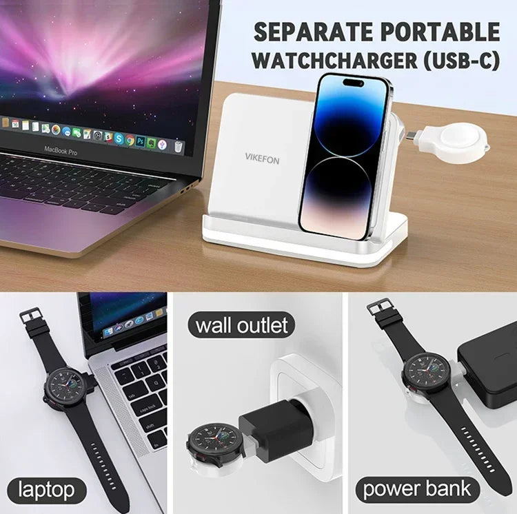 6-in-1 Fast Wireless Charger for iPhone, Watch & AirPods – Charging Stand